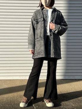 「FREE'S MART（フリーズマート）のアイテム（スラックス）」を使った、まいさん（レディース・155cm）の春コーディネート