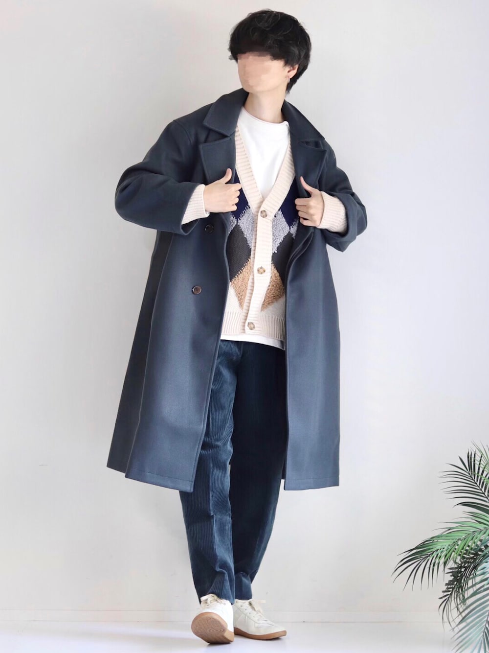 ネイビー チェスターコート ロングシングルチェスターコート【カシミヤ】【LUIGI COLOMBO