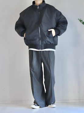 「ミリタリーコーデ」｜「アイテム（ブルゾン）」を使った、Mr.SZKさん（メンズ・177cm）の秋コーディネート