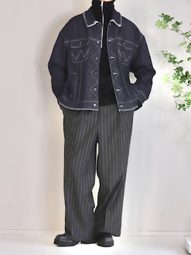 「アイテム（デニムジャケット）」を使った、Mr.SZKさん（メンズ・177cm）の冬コーディネート