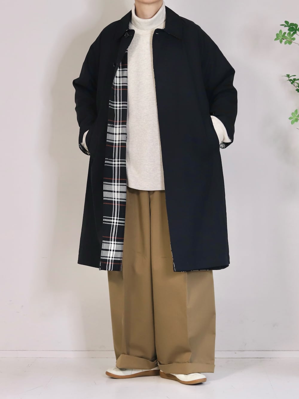 美品 キンロックアンダーソン ステンカラーコート リバーシブル 別注 黒 L Kinloch Anderson（キンロックアンダーソン） FREAK'S STORE フリーク