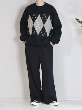 Mr.SZKさんの「ハイウエスト ワイドスラックス / high waist wide slacks」を使ったコーディネート