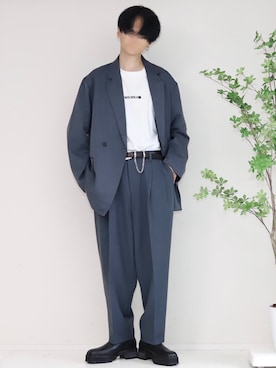 「チェルシーブーツ」｜「アイテム（スラックス）」を使った、Mr.SZKさん（メンズ・177cm）の秋コーディネート