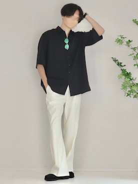 「とろみシャツ」｜「アイテム（その他）」を使った、Mr.SZKさん（メンズ・177cm）の春コーディネート