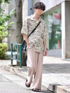 「DEVICE（デバイス）の【WEARISTA こーせ ×DEVICE コラボ】Rename フロントバックル ショルダーバッグ（ショルダーバッグ）」を使った、Mr.SZKさん（メンズ・177cm）の夏コーディネート