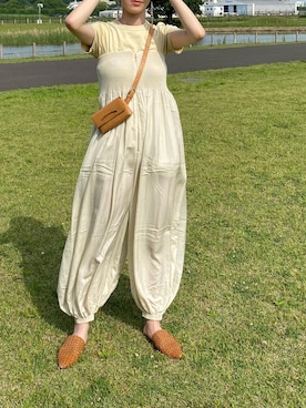 「バブーシュ」｜「アイテム（オールインワン・サロペット）」を使った、Ayaさん（レディース・173cm）の夏コーディネート