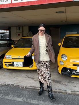 「ATON（エイトン）のアイテム」を使った、Ayaさん（レディース・174cm）の冬コーディネート