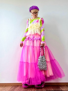 「アイテム（ハンチング/ベレー帽）」を使った、はるはなさん（レディース・162cm）の秋コーディネート