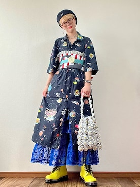 「Candy Stripper（キャンディストリッパー）のアイテム」を使った、はるはなさん（レディース・162cm）の夏コーディネート