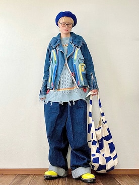 「アイテム（ライダースジャケット）」を使った、はるはなさん（レディース・162cm）の秋コーディネート