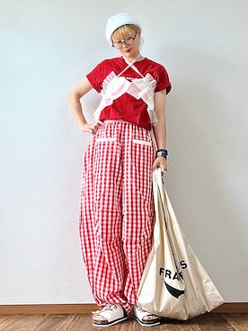「付け襟」｜はるはなさん（レディース・162cm）の夏コーディネート