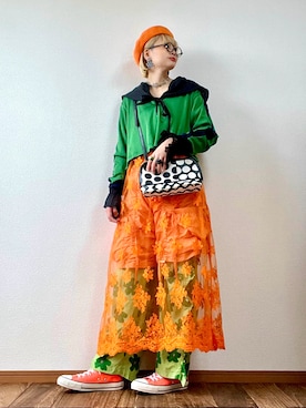 「アイテム（ハンチング/ベレー帽）」を使った、はるはなさん（レディース・162cm）の秋コーディネート