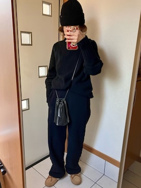 「アイテム（モカシン/デッキシューズ）」を使った、sato*さん（レディース・155cm）の冬コーディネート