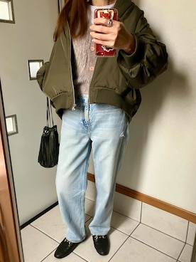 「アイテム（MA-1）」を使った、sato*さん（レディース・155cm）の秋コーディネート