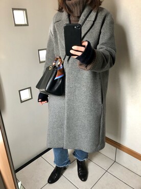 「JOURNAL STANDARD relume（ジャーナルスタンダード　レリューム）のアイテム（チェスターコート）」を使った、sato*さん（レディース・155cm）の冬コーディネート