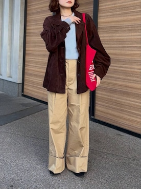 「LOWRYS FARM（ローリーズファーム）のニットパンプス 635642（パンプス、ブラック系）」を使った、ヤスダ ナナセさん（レディース・154cm）の春コーディネート