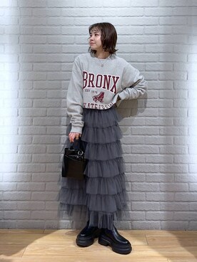 「LOWRYS FARM（ローリーズファーム）のステンレスプレートネックレス　973053（ネックレス）」を使った、ヤスダ ナナセさん（レディース・154cm・20代）の冬コーディネート