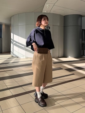 「LOWRYS FARM（ローリーズファーム）のボリュームローファー　634544（ローファー、ブラウン系）」を使った、ヤスダ ナナセさん（レディース・154cm）の春コーディネート