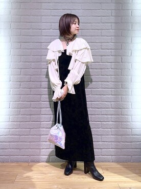 「LOWRYS FARM（ローリーズファーム）のストレッチヒールブーツ　851418（ブーツ）」を使った、ヤスダ ナナセさん（レディース・154cm）の秋コーディネート