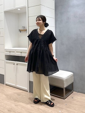 「アイテム（バレッタ/ヘアクリップ）」を使った、ヤスダ ナナセさん（レディース・154cm・20代）の夏コーディネート