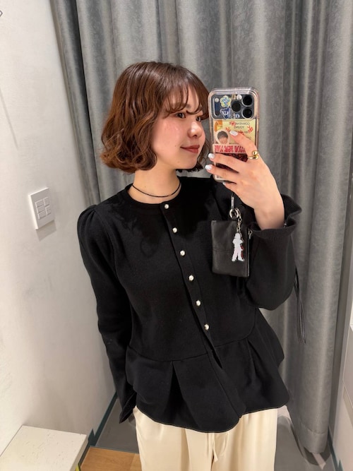 LOWRYS FARM ペプラムニットカーディガン　ブラック　黒 LOWRYS FARM｜ペプラムニットカーディガン | Rakuten Fashion(楽天