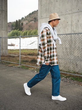 「エアジョーダン1」｜「アイテム（帽子）」を使った、nowhere☻さん（メンズ・180cm）の春コーディネート