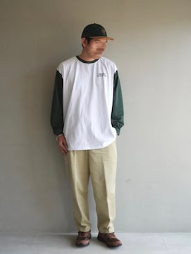 「markaware（マーカウェア）のアイテム（チノパンツ）」を使った、nowhere☻さん（メンズ・180cm）の春コーディネート