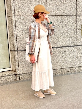 「GU（ジーユー）のアイテム（ワンピース/ドレス）」を使った、はんとんさん（レディース・156cm）の秋コーディネート