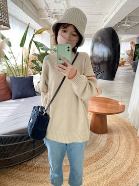 「ニットアップ」｜「アイテム（帽子）」を使った、Cindy Chen 🌼さん（レディース・156cm）の春コーディネート