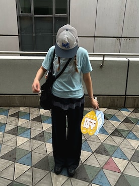 「ブルー」｜「アイテム（スウェットパンツ）」を使った、♩さん（レディース・167cm）の秋コーディネート