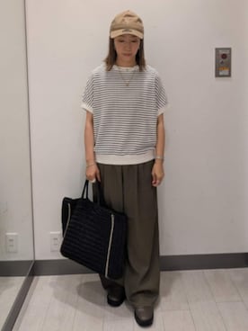 「URBAN RESEARCH DOORS（アーバンリサーチドアーズ）のペーパートートバッグ（トートバッグ、ブラック系）」を使った、MIHOさん（レディース・152cm）の夏コーディネート
