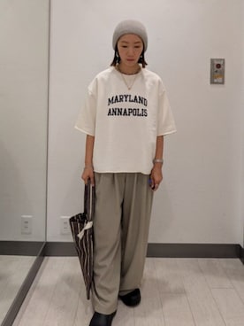 「アイテム（ニットキャップ/ビーニー）」を使った、MIHOさん（レディース・153cm）の秋コーディネート