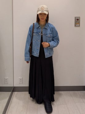「URBAN RESEARCH Sonny Label（アーバンリサーチサニーレーベル）のオーセンティックデニムショートジャケット（デニムジャケット、ブルー系）」を使った、MIHOさん（レディース・153cm）の春コーディネート