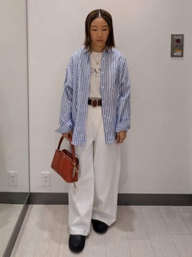 「URBAN RESEARCH DOORS（アーバンリサーチドアーズ）のリネンオーバーシャツ（シャツ/ブラウス、その他）」を使った、MIHOさん（レディース・153cm）の春コーディネート