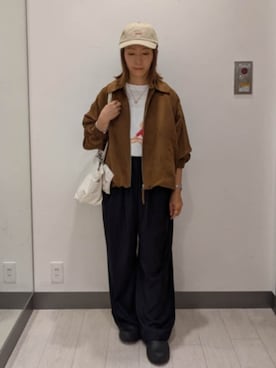 「URBAN RESEARCH DOORS（アーバンリサーチドアーズ）のスウェードライクブルゾン（ブルゾン、イエロー系）」を使った、MIHOさん（レディース・152cm）の秋コーディネート