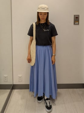 「KBF（ケイビーエフ）のアイテム（帽子）」を使った、MIHOさん（レディース・153cm）の夏コーディネート