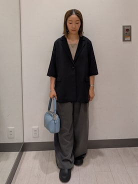 「KBF（ケイビーエフ）のアイテム（パンツ）」を使った、MIHOさん（レディース・153cm）の春コーディネート