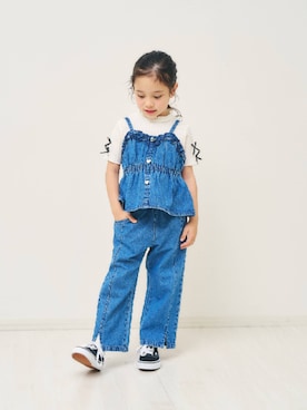 「apres les cours（アプレレクール）のフリルハートボタンビスチェ（その他トップス、ブルー系）」を使った、F.O.OnlineStoreさん（キッズ・110cm）の夏コーディネート