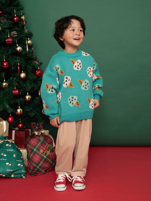 セール】【洗える/リンク】総柄バリエーションニット_ジュニア対応