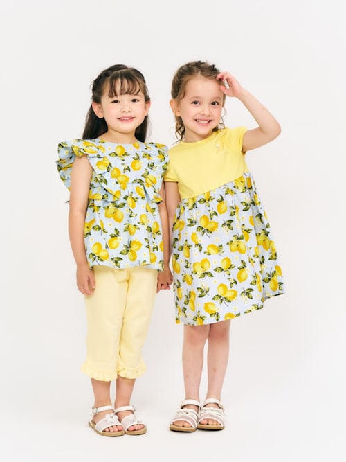 セール】【リンク/ジュニア対応】ハート・レモン柄フリルセットアップ