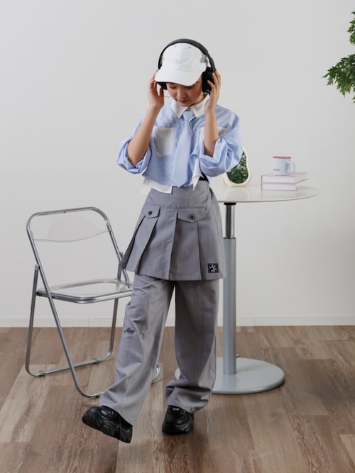 明日までお値下げ NAUTICA/ワイドシルエット フェード加工 オープンカラーシャツ