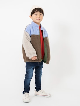 「アイテム（ニットキャップ/ビーニー、ホワイト系）」を使った、F.O.OnlineStoreさん（キッズ・110cm）の冬コーディネート