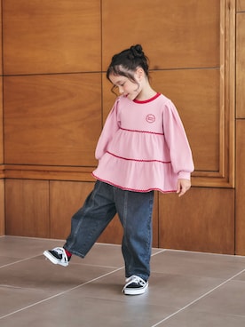 「apres les cours（アプレレクール）のカーブシルエット ワイドパンツ（その他パンツ、ブラック系）」を使った、F.O.OnlineStoreさん（キッズ・110cm）の秋コーディネート