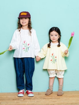 「Boribon（ボリボン）のアイテム」を使った、F.O.OnlineStoreさん（キッズ・110cm）の春コーディネート