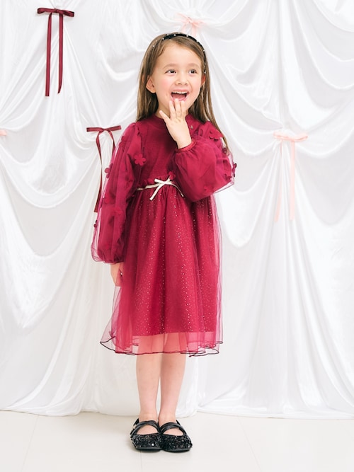 お花モチーフラメチュールワンピース＿アプレレクールマシェリ