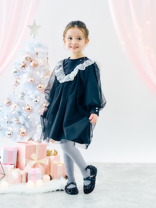 リンク/ジュニア対応】ベロアチュールワンピース＿アプレレクール