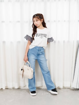 「algy（アルジー）の軽量厚底スニーカー（スニーカー、ブラック系）」を使った、F.O.OnlineStoreさん（キッズ・110cm）の夏コーディネート