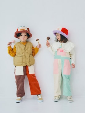 「アイテム（ダウンベスト）」を使った、F.O.OnlineStoreさん（キッズ・110cm）の冬コーディネート