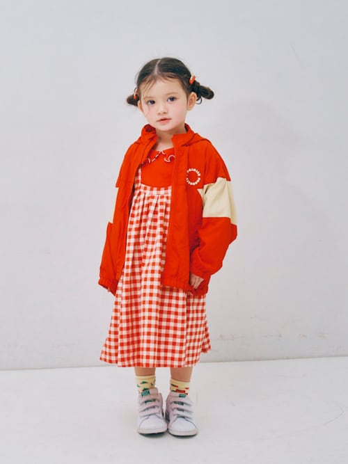 ギンガムチェックジャンスカ&メロウトップスセット_ジュニア対応