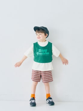 「アイテム（帽子、ブラック系）」を使った、F.O.OnlineStoreさん（キッズ・110cm）の春コーディネート